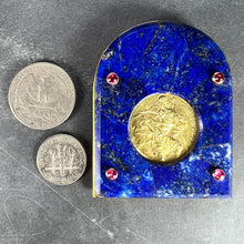 Load image into Gallery viewer, Cartier Becker St Christopher 18 Karat Yellow Gold Medal Lapis Lazuli Ruby Frame