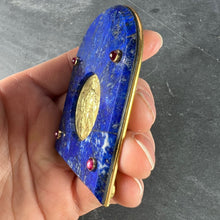 Load image into Gallery viewer, Cartier Becker St Christopher 18 Karat Yellow Gold Medal Lapis Lazuli Ruby Frame
