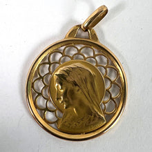 Load image into Gallery viewer, French Dropsy Virgin Mary 18K Yellow Gold Pierced Medal Charm Pendant