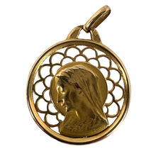 Load image into Gallery viewer, French Dropsy Virgin Mary 18K Yellow Gold Pierced Medal Charm Pendant