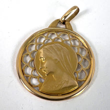 Load image into Gallery viewer, French Dropsy Virgin Mary 18K Yellow Gold Pierced Medal Charm Pendant
