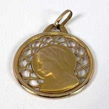 Load image into Gallery viewer, French Dropsy Virgin Mary 18K Yellow Gold Pierced Medal Charm Pendant
