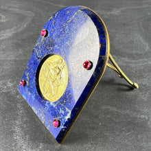 Load image into Gallery viewer, Cartier Becker St Christopher 18 Karat Yellow Gold Medal Lapis Lazuli Ruby Frame