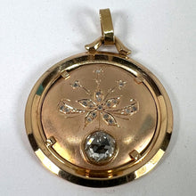 Load image into Gallery viewer, French Floral Flower 18 Karat Rose Gold Rose Cut Diamond Charm Pendant