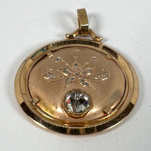 Load image into Gallery viewer, French Floral Flower 18 Karat Rose Gold Rose Cut Diamond Charm Pendant