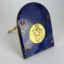 Load image into Gallery viewer, Cartier Becker St Christopher 18 Karat Yellow Gold Medal Lapis Lazuli Ruby Frame