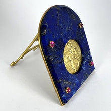 Load image into Gallery viewer, Cartier Becker St Christopher 18 Karat Yellow Gold Medal Lapis Lazuli Ruby Frame