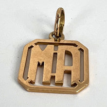 Load image into Gallery viewer, 18K Yellow Gold MA or AM Monogram Initials Charm Pendant