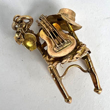 Load image into Gallery viewer, Spanish Guitar Castanets Hat Musicians Chair 18K Yellow Gold Charm Pendant