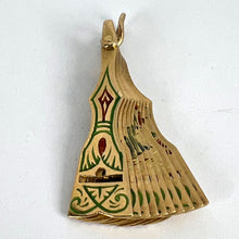 Load image into Gallery viewer, Spanish Fan Bullfight Scene 18K Yellow Gold Enamel Charm Pendant