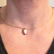 Load image into Gallery viewer, 9K Yellow Gold Diamond Helmet Shell Cameo Charm Pendant