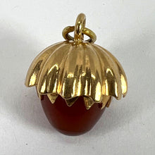 Load image into Gallery viewer, Large Acorn Carnelian Chalcedony 18K Yellow Gold Charm Pendant