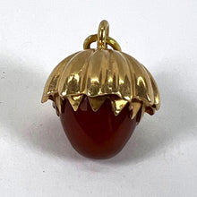 Load image into Gallery viewer, Large Acorn Carnelian Chalcedony 18K Yellow Gold Charm Pendant