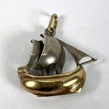 Load image into Gallery viewer, Vintage 18K Yellow Gold Platinum Sailing Yacht Boat Charm Pendant