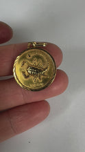 Load and play video in Gallery viewer, French Scorpio Starsign Zodiac 18K Yellow Gold Charm Medal Pendant