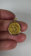 Load and play video in Gallery viewer, Augis Grun French Saint Christopher 18K Yellow Gold Charm Pendant