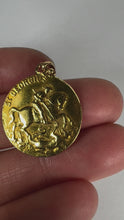 Load and play video in Gallery viewer, French Bouix St George Dragon Tempestate Securitas 18K Yellow Gold Medal Pendant
