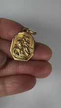Load and play video in Gallery viewer, French Grun Saint Christopher 18K Yellow Gold Charm Pendant Medal