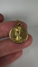 Load and play video in Gallery viewer, Vintage French Saint Christopher 18K Yellow Gold Charm Pendant Medal