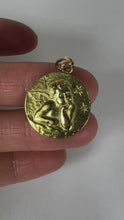Load and play video in Gallery viewer, French Raphael’s Cherub Stars 18K Yellow Gold Diamond Charm Pendant
