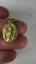 Load and play video in Gallery viewer, French Lasserre St Scapulaire Madonna Sacred Heart 18K Yellow Gold Medal Pendant