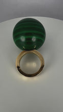 Load and play video in Gallery viewer, Malachite Sphere 18 Karat Yellow Gold Ring Pendant
