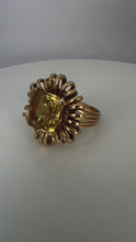 Load and play video in Gallery viewer, 8.42 Carat Citrine 18 Karat Yellow Gold Retro Spring Cocktail Ring
