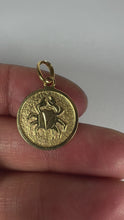 Load and play video in Gallery viewer, Cancer Starsign Zodiac 18K Yellow Gold Charm Medal Pendant