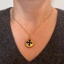 Load image into Gallery viewer, True Cross Reliquary 18K Yellow Gold Enamel Locket Pendant
