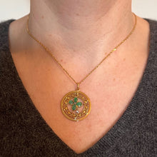 Load image into Gallery viewer, French Lucky Shamrock Four Leaf Clover 18K Yellow Gold Diamond Charm Pendant