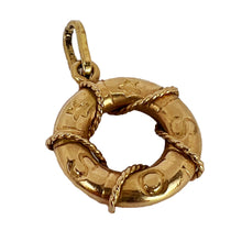 Load image into Gallery viewer, SOS Life Preserver 18K Yellow Gold Charm Pendant