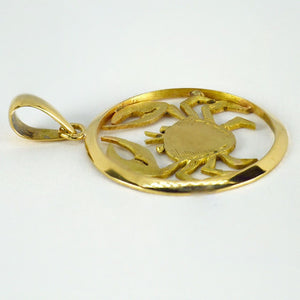 French 18K Yellow Gold Zodiac Cancer Charm Pendant