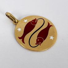 Load image into Gallery viewer, Pisces Zodiac Fish 18K Yellow Gold Enamel Charm Pendant
