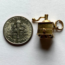 Load image into Gallery viewer, Coffee Grinder Love Heart Gold Ruby Charm Pendant