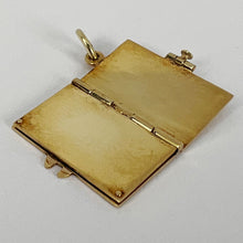 Load image into Gallery viewer, Vintage Envelope and Letter 14K Yellow Gold Enamel Stamp Charm Pendant