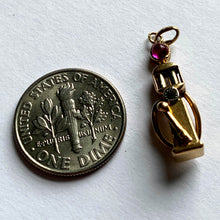 Load image into Gallery viewer, French Yellow Gold Red Ruby Gas Pump Charm Pendant