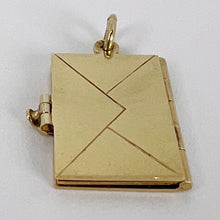 Load image into Gallery viewer, Vintage Envelope and Letter 14K Yellow Gold Enamel Stamp Charm Pendant