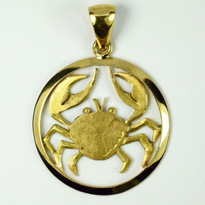 French 18K Yellow Gold Zodiac Cancer Charm Pendant