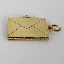 Load image into Gallery viewer, Vintage Envelope and Letter 14K Yellow Gold Enamel Stamp Charm Pendant