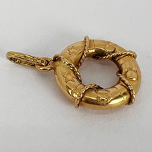 Load image into Gallery viewer, SOS Life Preserver 18K Yellow Gold Charm Pendant