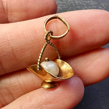 Load image into Gallery viewer, Basket 18K Yellow Gold Pearl Charm Pendant