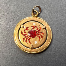 Load image into Gallery viewer, Italian Cancer Crab Zodiac 18K Yellow Gold Enamel Charm Pendant