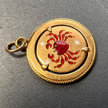 Load image into Gallery viewer, Italian Cancer Crab Zodiac 18K Yellow Gold Enamel Charm Pendant