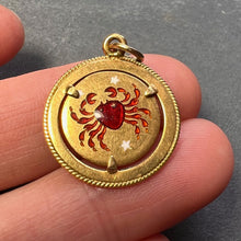 Load image into Gallery viewer, Italian Cancer Crab Zodiac 18K Yellow Gold Enamel Charm Pendant