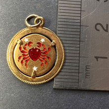 Load image into Gallery viewer, Italian Cancer Crab Zodiac 18K Yellow Gold Enamel Charm Pendant