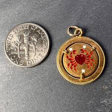 Load image into Gallery viewer, Italian Cancer Crab Zodiac 18K Yellow Gold Enamel Charm Pendant