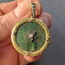 Load image into Gallery viewer, Lucky Star Shagreen 18 Karat Yellow Gold Pearl Diamond Charm Pendant