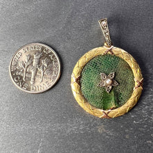 Load image into Gallery viewer, Lucky Star Shagreen 18 Karat Yellow Gold Pearl Diamond Charm Pendant