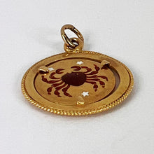 Load image into Gallery viewer, Italian Cancer Crab Zodiac 18K Yellow Gold Enamel Charm Pendant