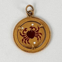 Load image into Gallery viewer, Italian Cancer Crab Zodiac 18K Yellow Gold Enamel Charm Pendant